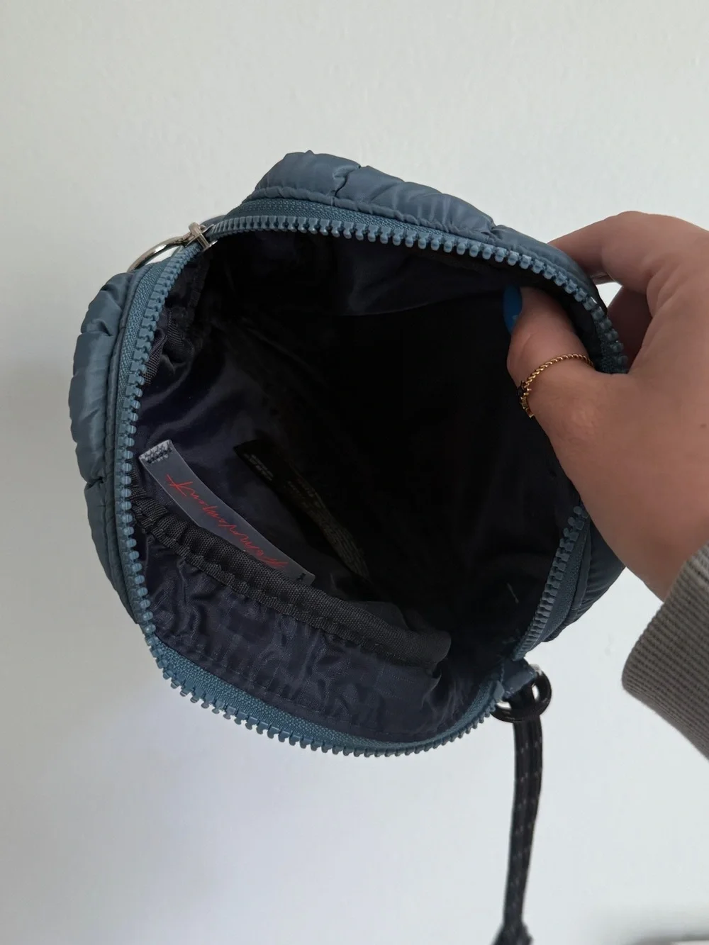 Free People Quilted Pouch in Slate Blue